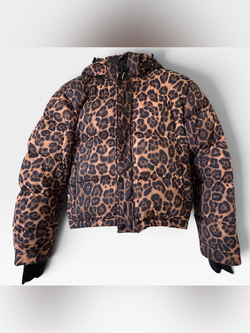 Aritzia TNA Leopard Print Goose Down Puffer Jacket XS Warm & Chic